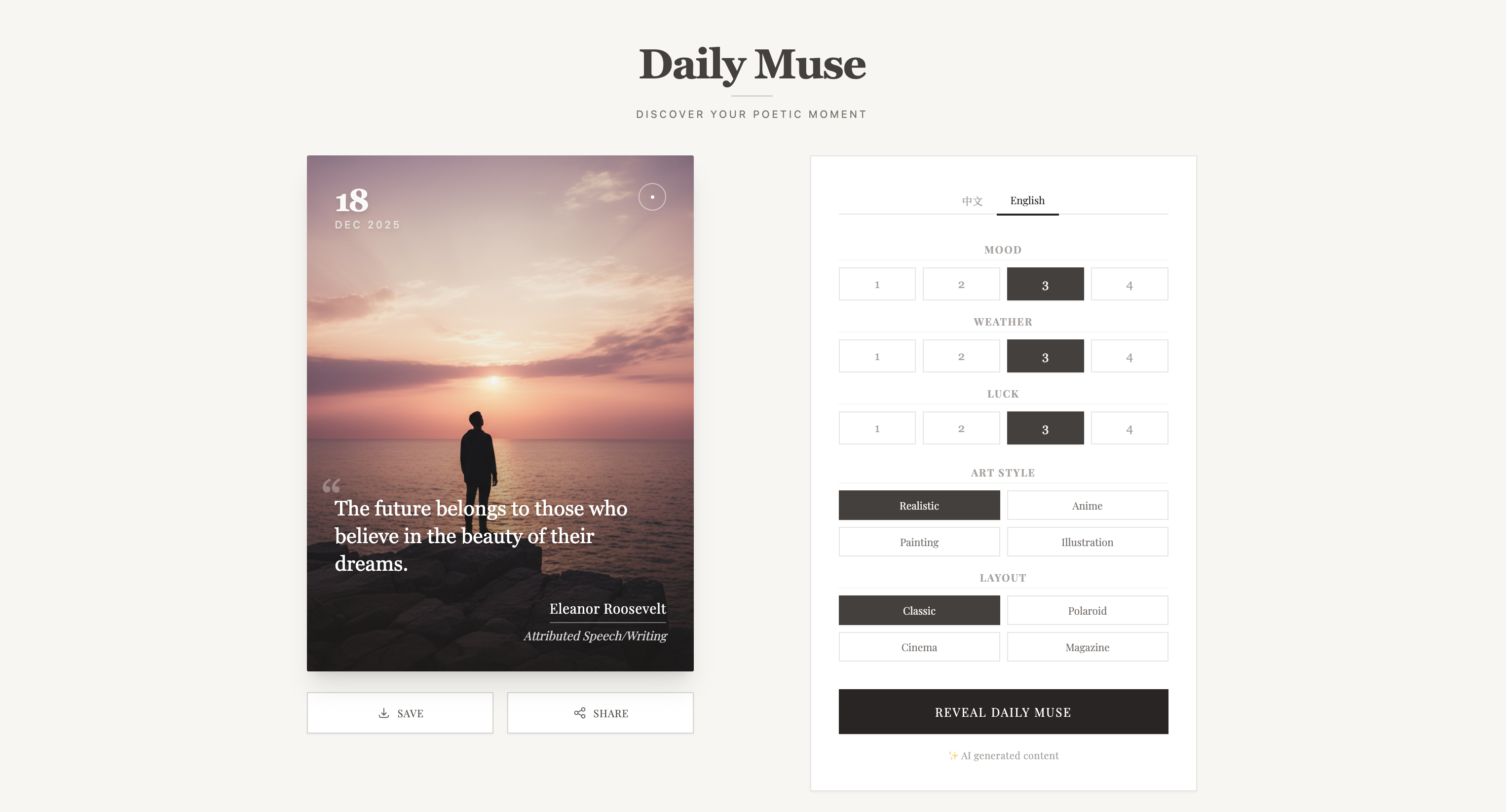 Daily Muse App Interface